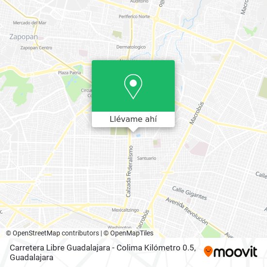 Mapa de Carretera Libre Guadalajara - Colima Kilómetro 0.5