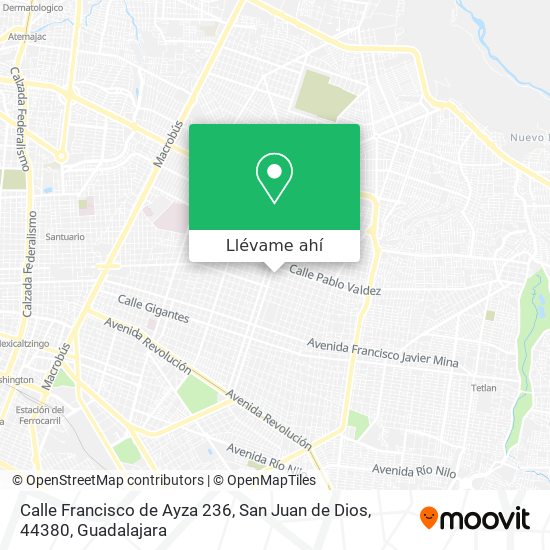Mapa de Calle Francisco de Ayza 236, San Juan de Dios, 44380