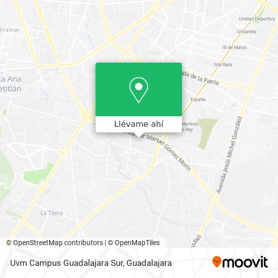 Mapa de Uvm Campus Guadalajara Sur