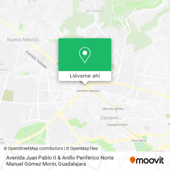 Mapa de Avenida Juan Pablo II & Anillo Periférico Norte Manuel Gómez Morín