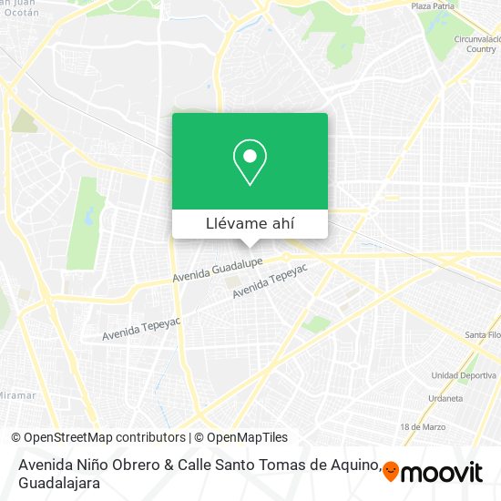 Mapa de Avenida Niño Obrero & Calle Santo Tomas de Aquino