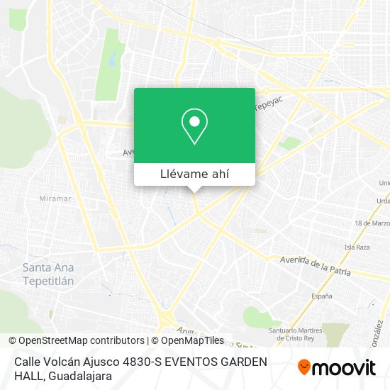 Mapa de Calle Volcán Ajusco 4830-S EVENTOS GARDEN HALL