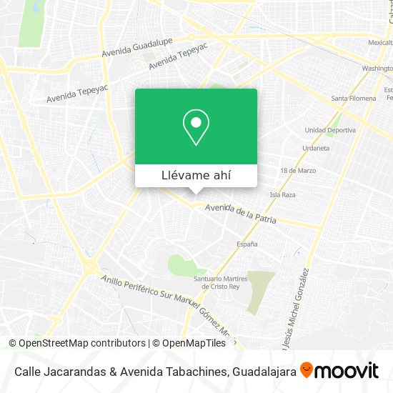 Mapa de Calle Jacarandas & Avenida Tabachines