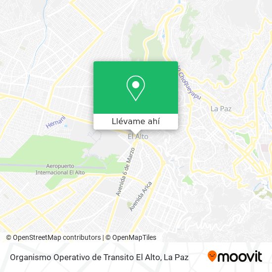 Mapa de Organismo Operativo de Transito El Alto