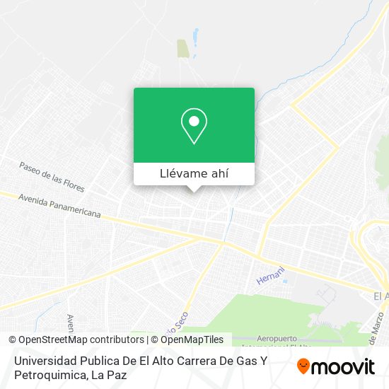 Mapa de Universidad Publica De El Alto Carrera De Gas Y Petroquimica