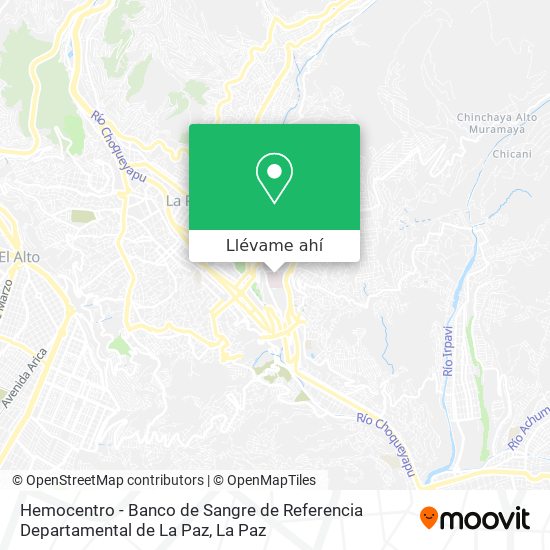 Mapa de Hemocentro - Banco de Sangre de Referencia Departamental de La Paz