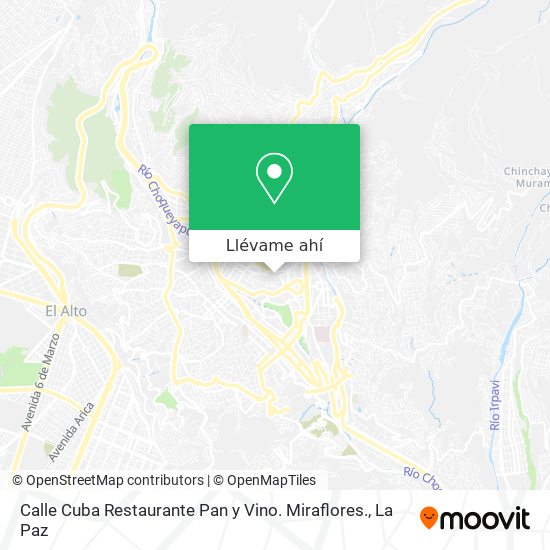 Mapa de Calle Cuba Restaurante Pan y Vino. Miraflores.