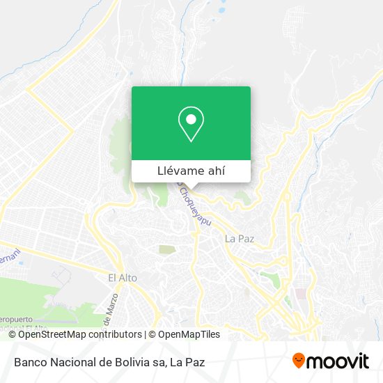 Mapa de Banco Nacional de Bolivia sa