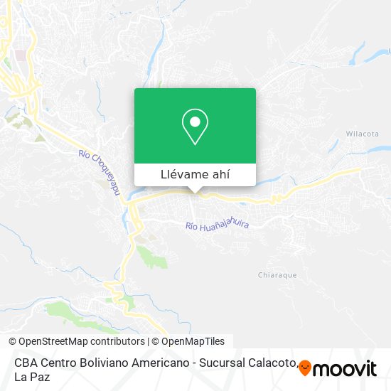 Mapa de CBA Centro Boliviano Americano - Sucursal Calacoto