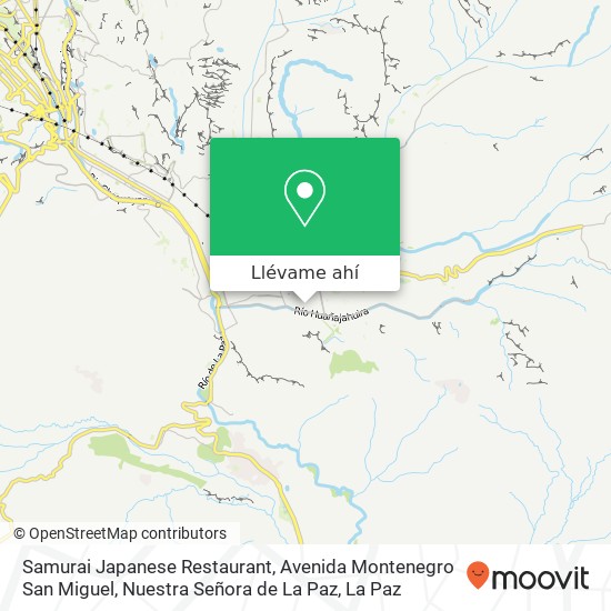 Mapa de Samurai Japanese Restaurant, Avenida Montenegro San Miguel, Nuestra Señora de La Paz