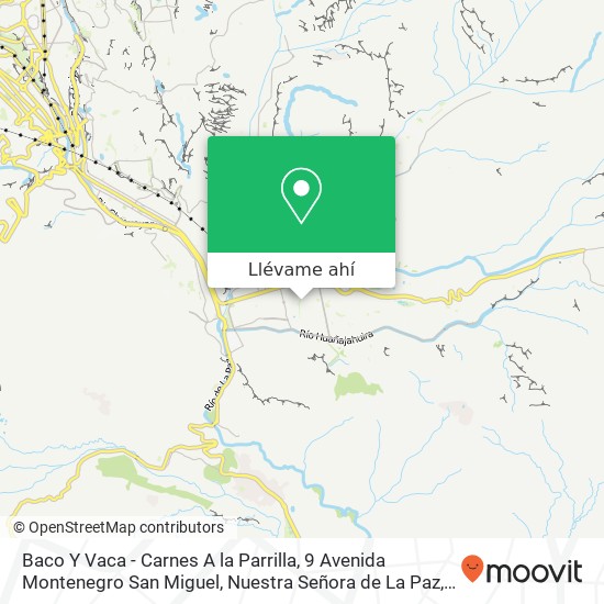 Mapa de Baco Y Vaca - Carnes A la Parrilla, 9 Avenida Montenegro San Miguel, Nuestra Señora de La Paz