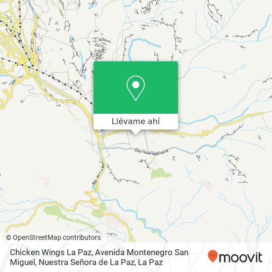 Mapa de Chicken Wings La Paz, Avenida Montenegro San Miguel, Nuestra Señora de La Paz