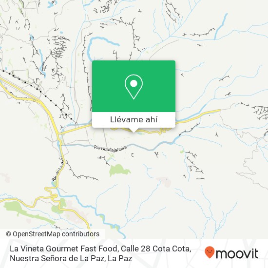 Mapa de La Vineta Gourmet Fast Food, Calle 28 Cota Cota, Nuestra Señora de La Paz