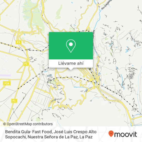 Mapa de Bendita Gula- Fast Food, José Luis Crespo Alto Sopocachi, Nuestra Señora de La Paz