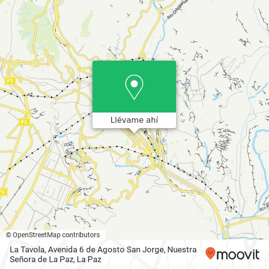 Mapa de La Tavola, Avenida 6 de Agosto San Jorge, Nuestra Señora de La Paz