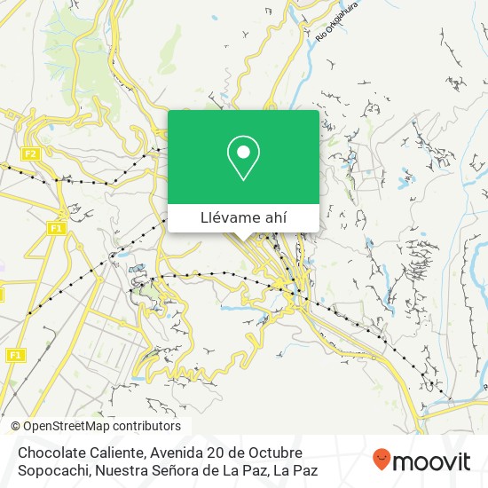 Mapa de Chocolate Caliente, Avenida 20 de Octubre Sopocachi, Nuestra Señora de La Paz