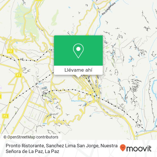 Mapa de Pronto Ristorante, Sanchez Lima San Jorge, Nuestra Señora de La Paz