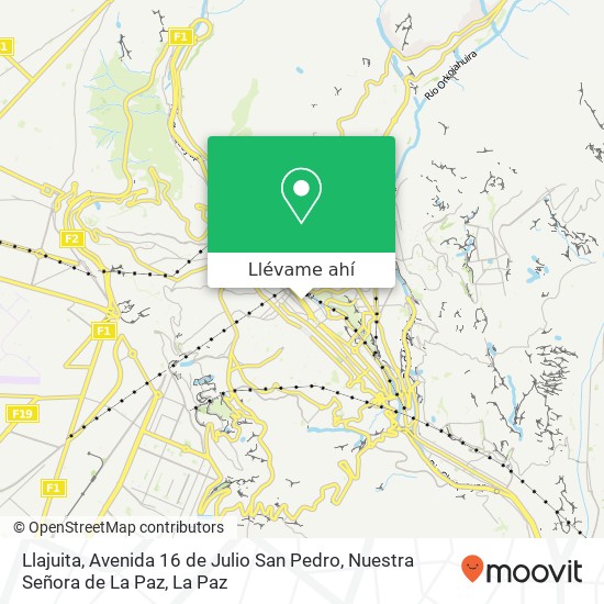 Mapa de Llajuita, Avenida 16 de Julio San Pedro, Nuestra Señora de La Paz