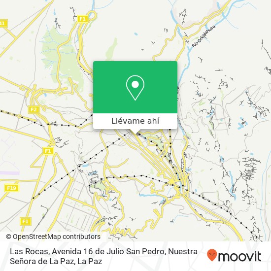 Mapa de Las Rocas, Avenida 16 de Julio San Pedro, Nuestra Señora de La Paz