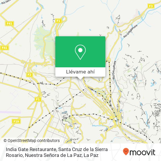 Mapa de India Gate Restaurante, Santa Cruz de la Sierra Rosario, Nuestra Señora de La Paz