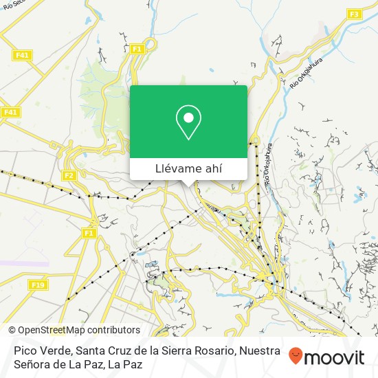 Mapa de Pico Verde, Santa Cruz de la Sierra Rosario, Nuestra Señora de La Paz