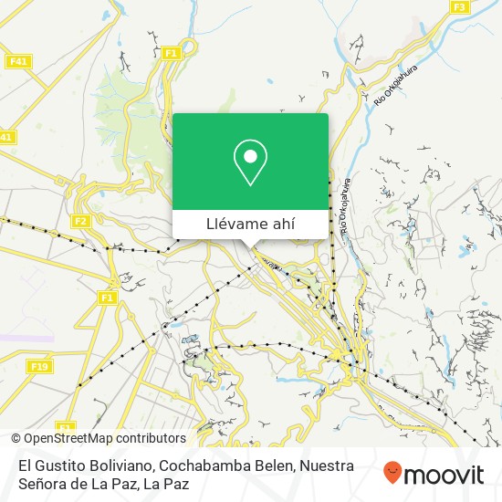 Mapa de El Gustito Boliviano, Cochabamba Belen, Nuestra Señora de La Paz