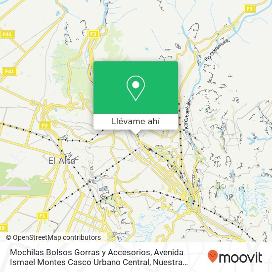 Mapa de Mochilas Bolsos Gorras y Accesorios, Avenida Ismael Montes Casco Urbano Central, Nuestra Señora de La Paz
