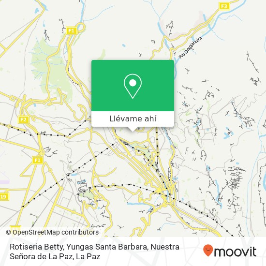 Mapa de Rotiseria Betty, Yungas Santa Barbara, Nuestra Señora de La Paz