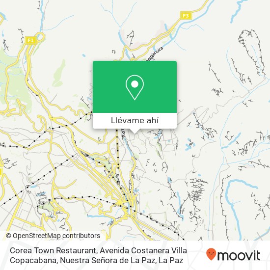 Mapa de Corea Town Restaurant, Avenida Costanera Villa Copacabana, Nuestra Señora de La Paz