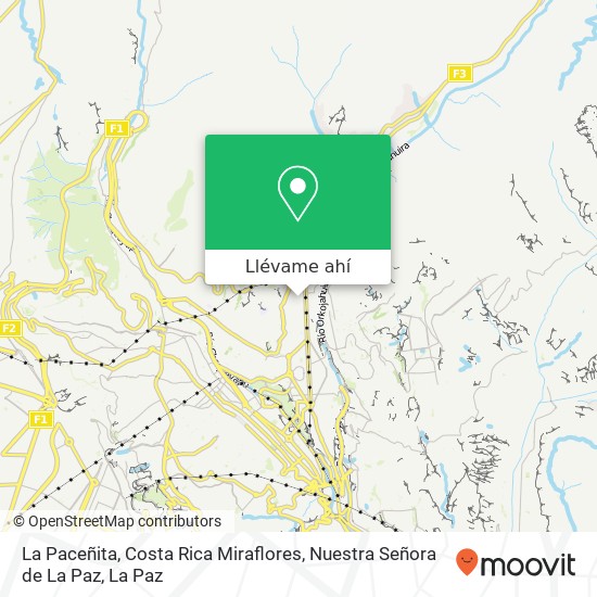 Mapa de La Paceñita, Costa Rica Miraflores, Nuestra Señora de La Paz