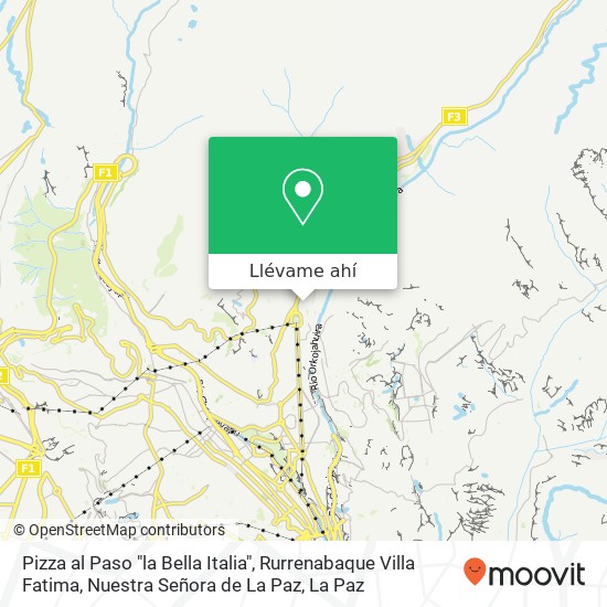 Mapa de Pizza al Paso "la Bella Italia", Rurrenabaque Villa Fatima, Nuestra Señora de La Paz