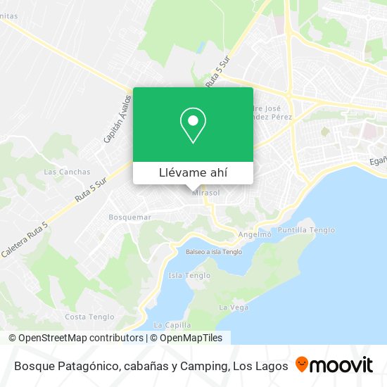 Mapa de Bosque Patagónico, cabañas y Camping