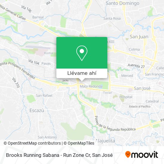 Mapa de Brooks Running Sabana - Run Zone Cr