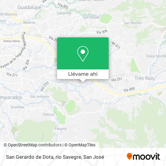 Mapa de San Gerardo de Dota, rio Savegre