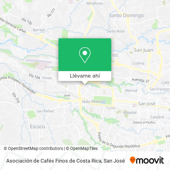 Mapa de Asociación de Cafés Finos de Costa Rica