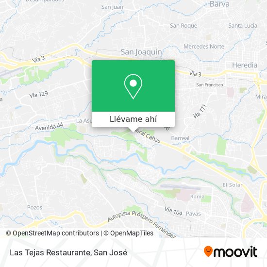 Mapa de Las Tejas Restaurante