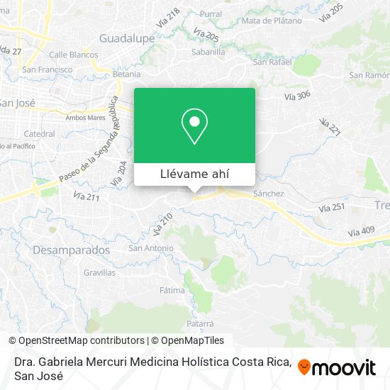 Mapa de Dra. Gabriela Mercuri Medicina Holística Costa Rica