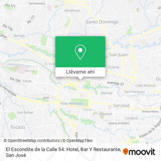 Mapa de El Escondite de la Calle 54. Hotel, Bar Y Restaurante