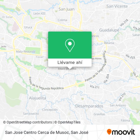 Mapa de San Jose Centro Cerca de Musoc