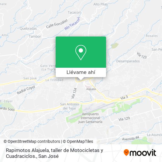 Mapa de Rapimotos Alajuela, taller de Motocicletas y Cuadraciclos.