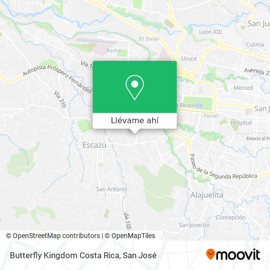 Mapa de Butterfly Kingdom Costa Rica