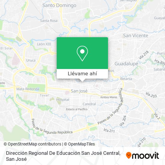 Mapa de Dirección Regional De Educación San José Central