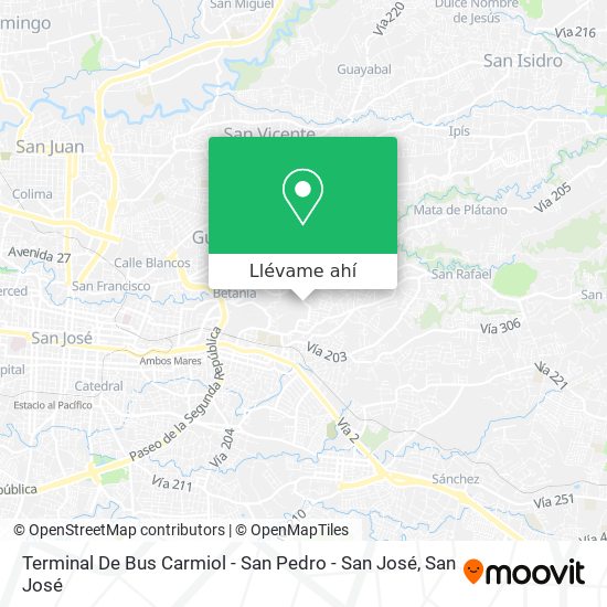 Mapa de Terminal De Bus Carmiol - San Pedro - San José