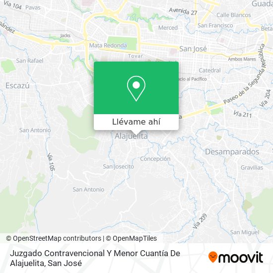 Mapa de Juzgado Contravencional Y Menor Cuantía De Alajuelita