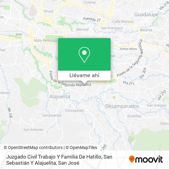 Mapa de Juzgado Civil Trabajo Y Familia De Hatillo, San Sebastián Y Alajuelita