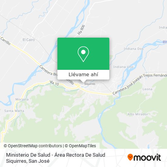 Mapa de Ministerio De Salud - Área Rectora De Salud Siquirres