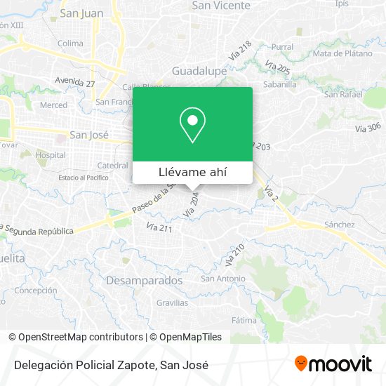 Mapa de Delegación Policial Zapote