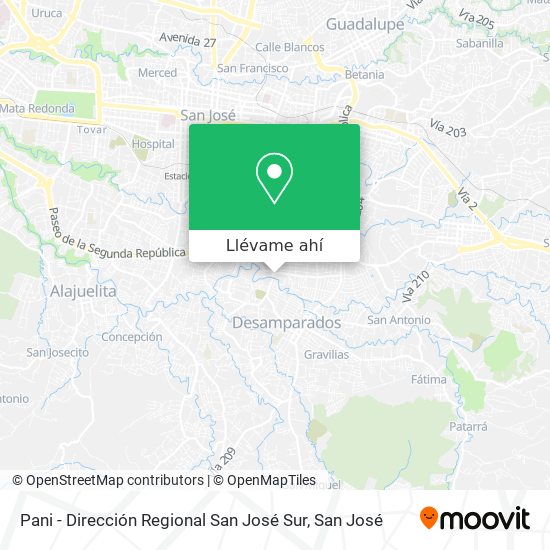 Mapa de Pani - Dirección Regional San José Sur