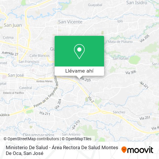 Mapa de Ministerio De Salud - Área Rectora De Salud Montes De Oca