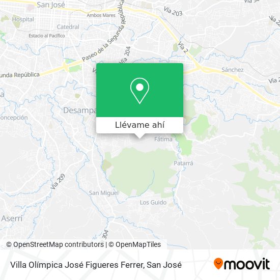 Mapa de Villa Olímpica José Figueres Ferrer